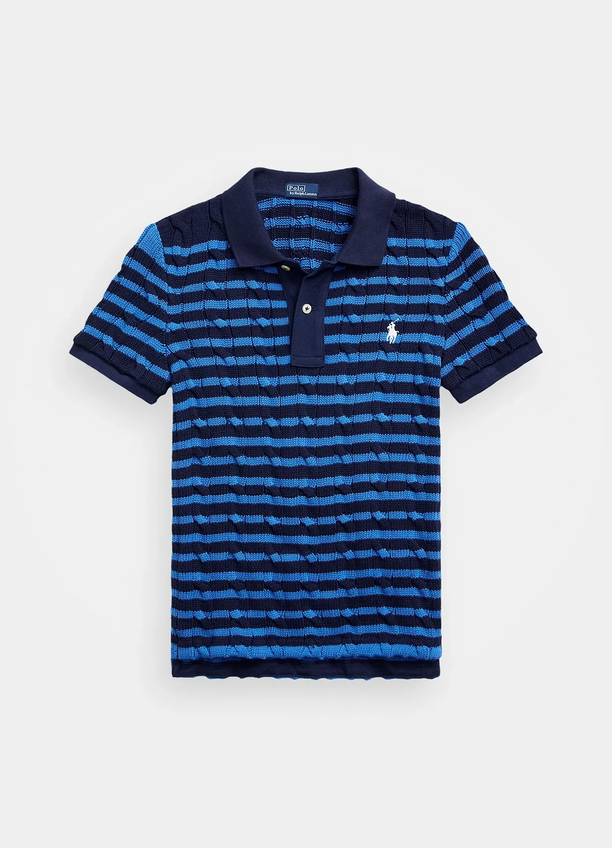 POLO RALPH LAUREN COTTON SHORT SLEEVE POLO SHIRT - POLO SHIRT - NEWPORT NAVY/KITE BLUE