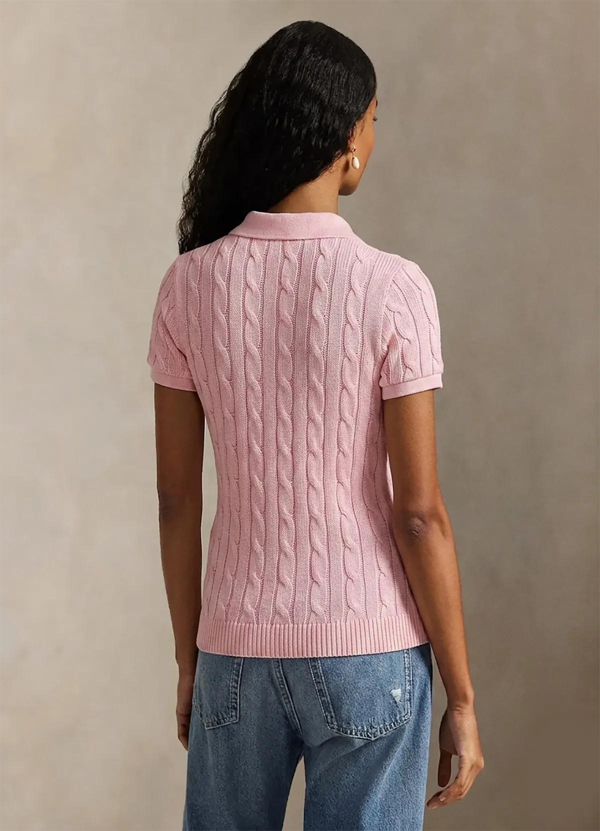 Polo Ralph Lauren Pink Cable-Knit Cotton Polo Shirt