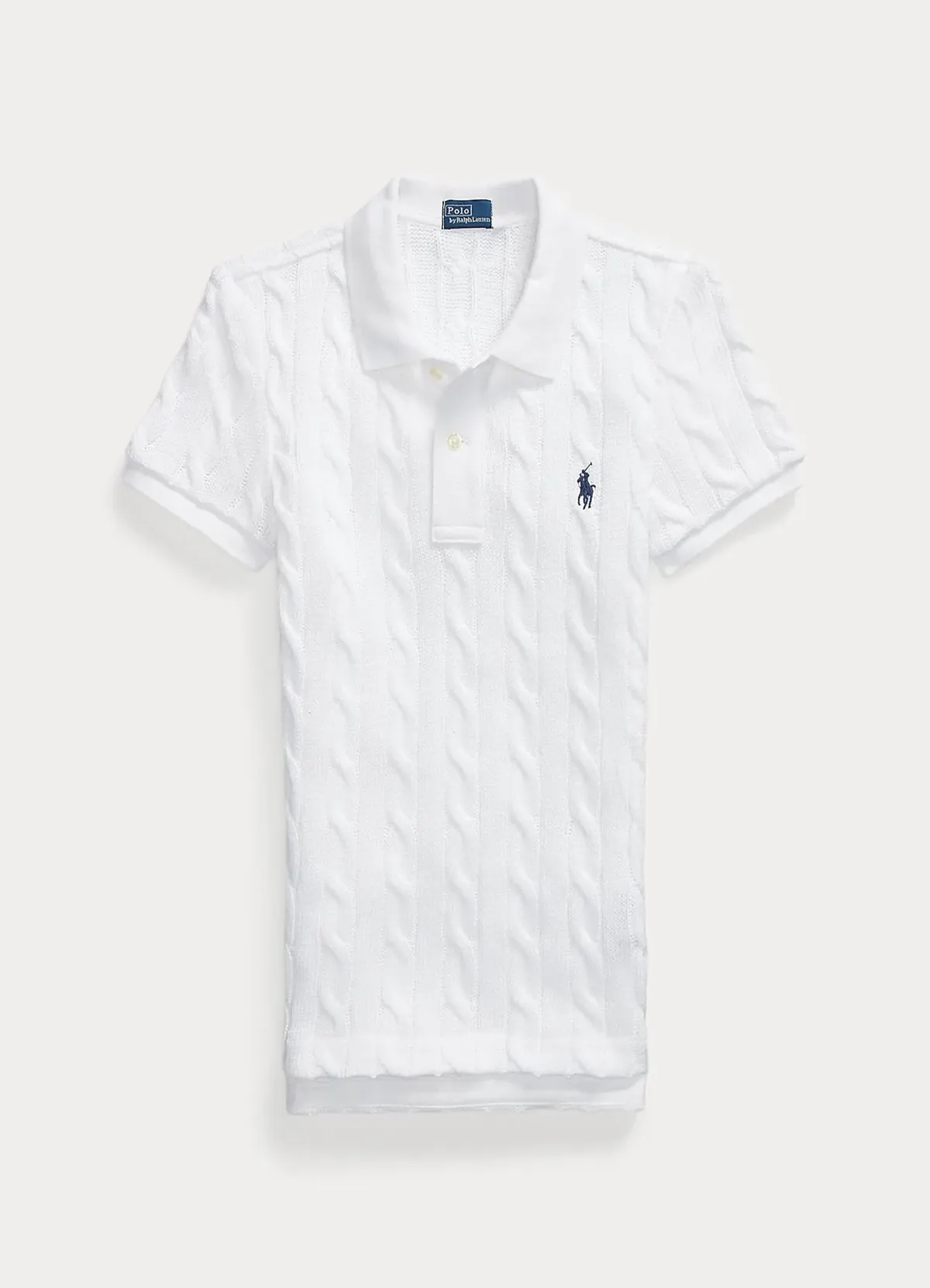 Polo Ralph Lauren White Cable Knit Polo Shirt