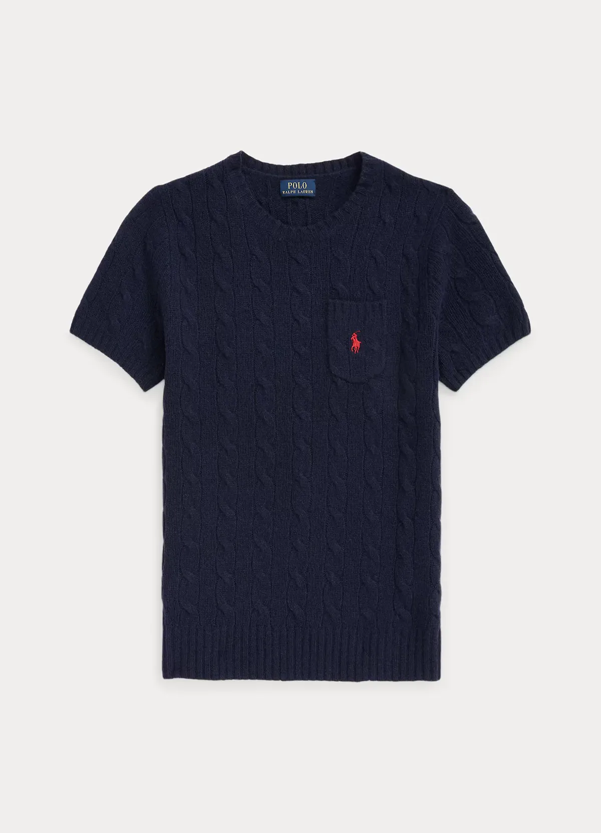 Cable Wool-Cashmere Short-Sleeve Jumper