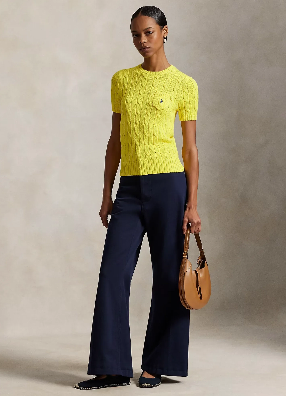 Cable-Knit Cotton Short Sleeve Jumper Save to Wishlist Polo Ralph Lauren