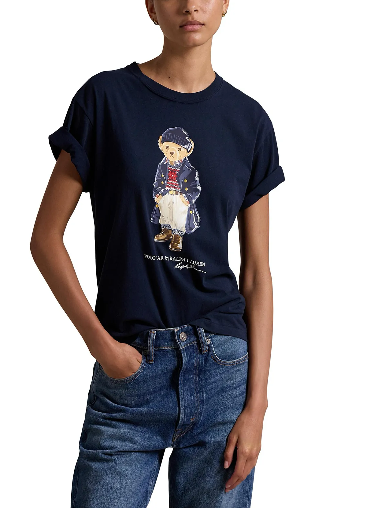 Ralph Lauren Women’s Polo Bear Print Cotton Crewneck T-Shirt - Navy