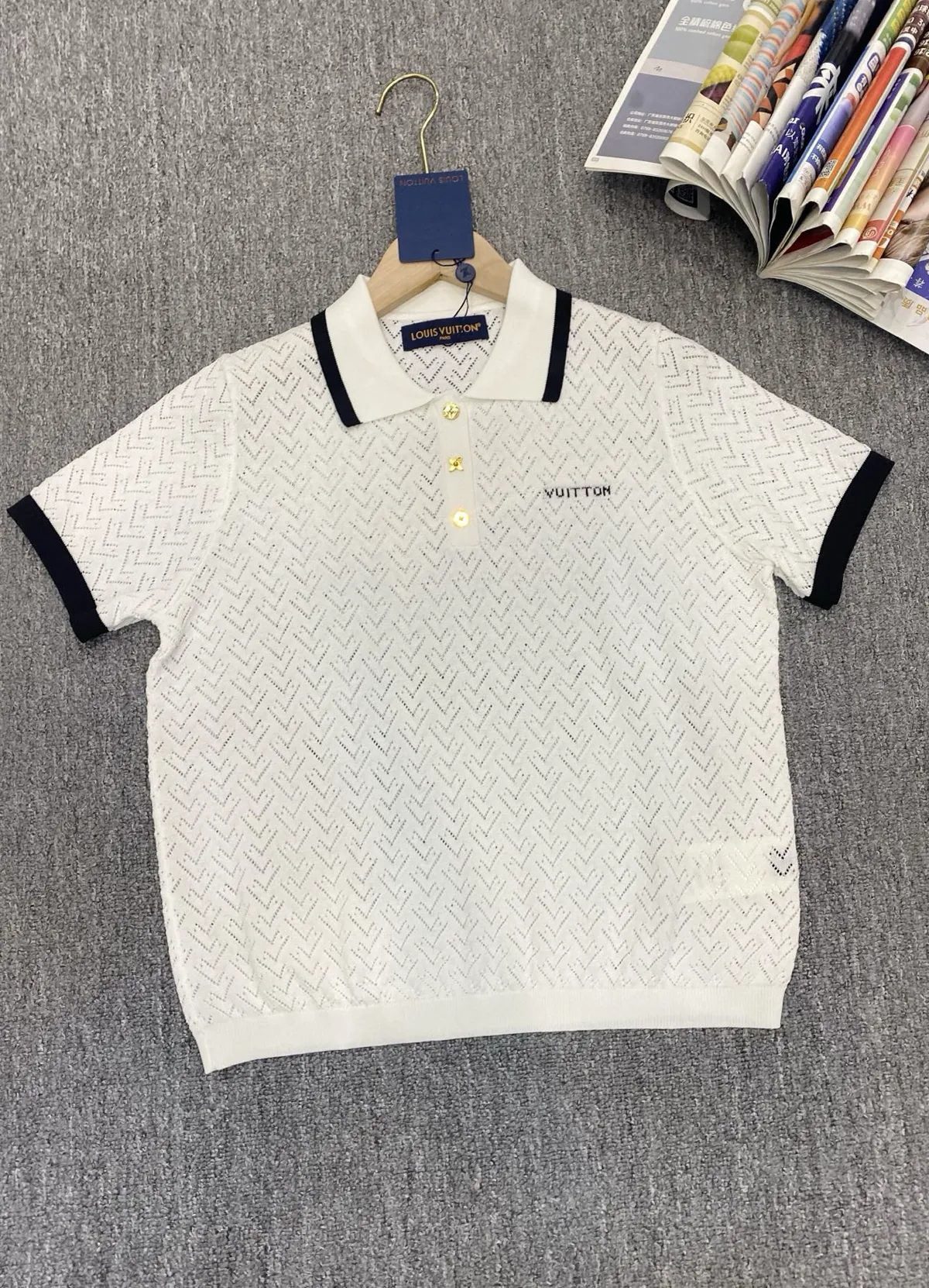 LOUIS VUITTON Pointelle Polo Top