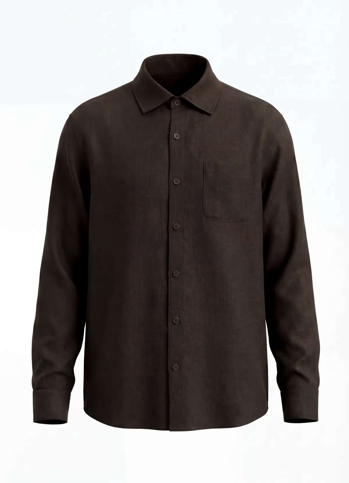 Loro Piana Men’s Coffee Brown Long Sleeve Linen Blend Button-Down Shirt
