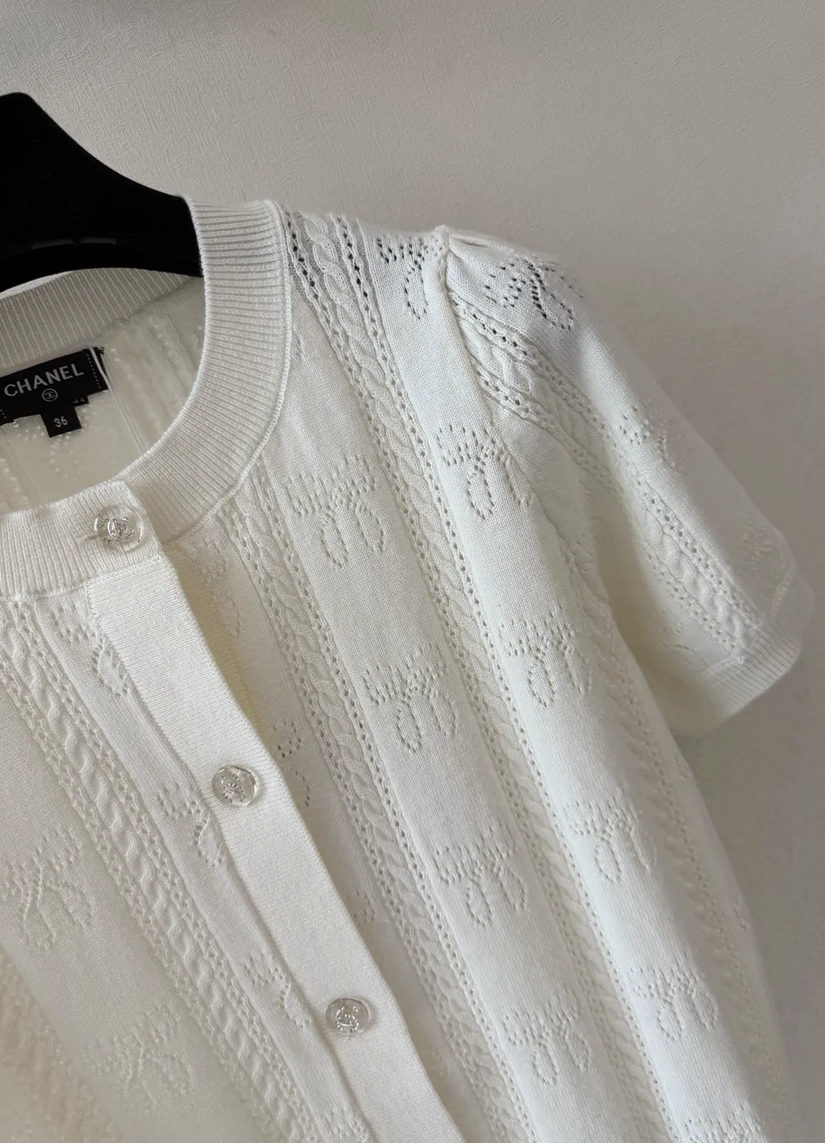 Chanel Crew Neck Short-Sleeve Knit Cardigan